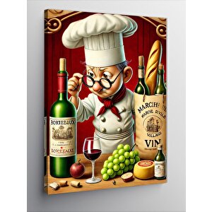 Kanvas Tablo Şarap Ve Üzüm Şefi 70x100 cm