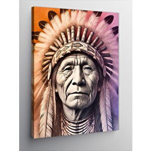 Kanvas Tablo Kızılderili Şef Ve Yaşamın İzleri 50x70 cm