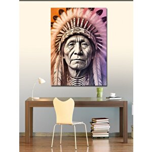 Kanvas Tablo Kızılderili Şef Ve Yaşamın İzleri 50x70 cm