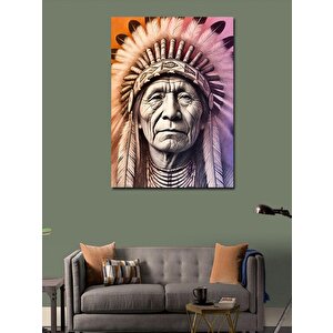 Kanvas Tablo Kızılderili Şef Ve Yaşamın İzleri 50x70 cm