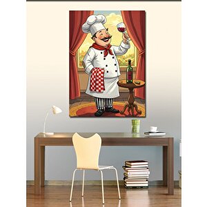 Kanvas Tablo Şaraplı Şef Çizimi 100x140 cm