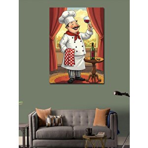 Kanvas Tablo Şaraplı Şef Çizimi 100x140 cm