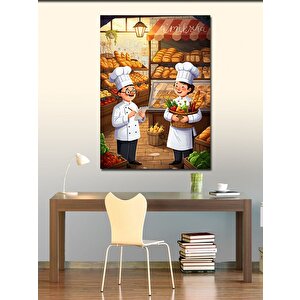 Kanvas Tablo Fırıncı Şefler Ve Ekmek Dükkanı 100x140 cm