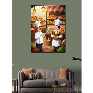 Kanvas Tablo Fırıncı Şefler Ve Ekmek Dükkanı 100x140 cm