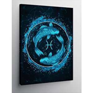 Kanvas Tablo Balıklarla Çevrili Burç Sembolü 70x100 cm