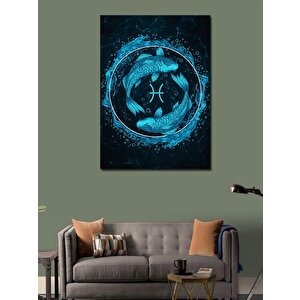 Kanvas Tablo Balıklarla Çevrili Burç Sembolü 70x100 cm