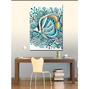 Kanvas Tablo Okyanus Balıkları Çizimi 50x70 cm
