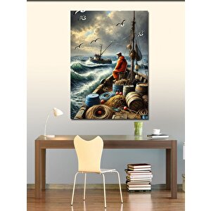 Kanvas Tablo Balıkçı Ve Deniz Huzuru 100x140 cm