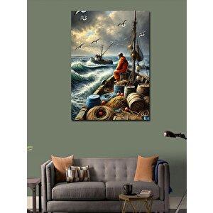 Kanvas Tablo Balıkçı Ve Deniz Huzuru 100x140 cm