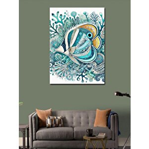 Kanvas Tablo Okyanus Balıkları Çizimi 70x100 cm