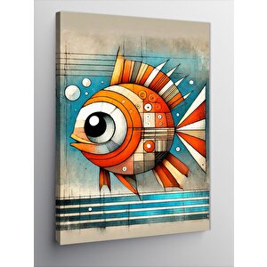 Kanvas Tablo Soyut Renkli Balık Çizimi 100x140 cm