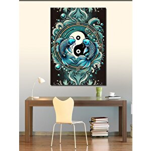 Kanvas Tablo Yin-yang Ve Balık Tasarımı 70x100 cm