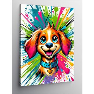 Kanvas Tablo Renkli Ve Eğlenceli Köpek Yüzü 100x140 cm