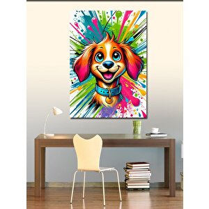 Kanvas Tablo Renkli Ve Eğlenceli Köpek Yüzü 100x140 cm