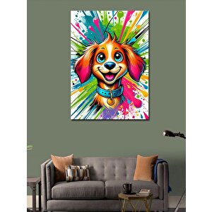 Kanvas Tablo Renkli Ve Eğlenceli Köpek Yüzü 100x140 cm