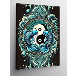Kanvas Tablo Yin-yang Ve Balık Tasarımı 100x140 cm