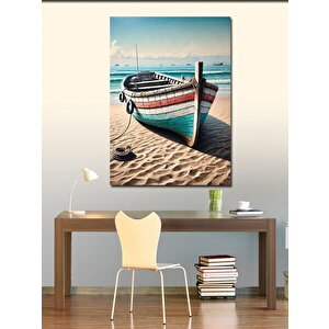 Kanvas Tablo Kumsalda Eski Balıkçı Teknesi 50x70 cm