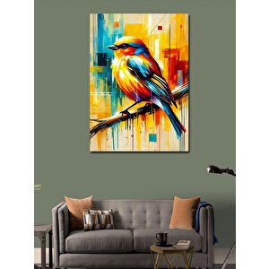Kanvas Tablo Renkli Kuş Ve Çizgiler 100x140 cm