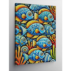 Kanvas Tablo Soyut Balık Çizimi 70x100 cm