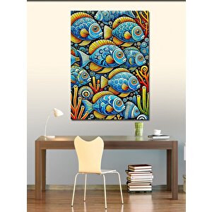 Kanvas Tablo Soyut Balık Çizimi 70x100 cm