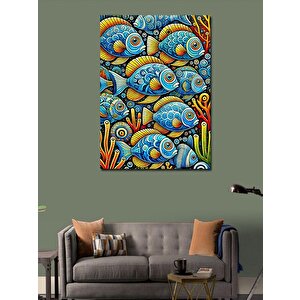 Kanvas Tablo Soyut Balık Çizimi 70x100 cm