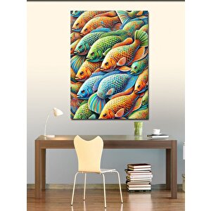 Kanvas Tablo Renkli Balıklar Ve Derinlik 50x70 cm