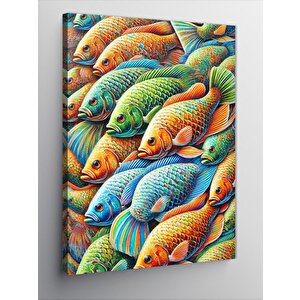 Kanvas Tablo Renkli Balıklar Ve Derinlik 100x140 cm