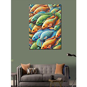 Kanvas Tablo Renkli Balıklar Ve Derinlik 100x140 cm