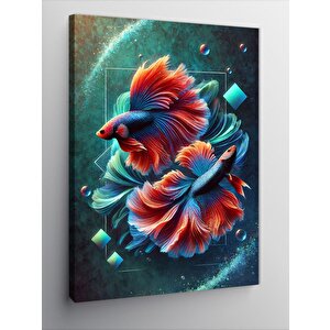 Kanvas Tablo Renkli Balık Tasarımı 50x70 cm