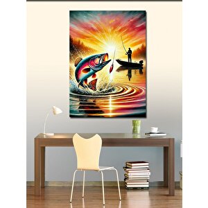 Kanvas Tablo Balık Ve Gün Batımı 50x70 cm