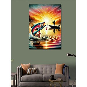 Kanvas Tablo Balık Ve Gün Batımı 50x70 cm