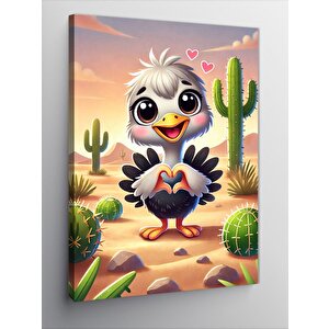 Kanvas Tablo Çölde Sevimli Kuş 100x140 cm