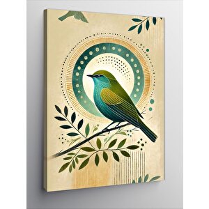 Kanvas Tablo Yeşil Kuş Deseni 100x140 cm