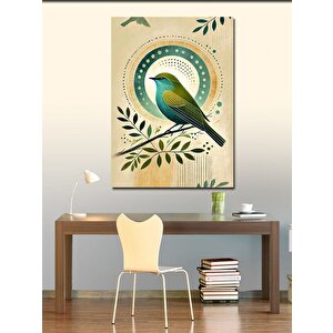 Kanvas Tablo Yeşil Kuş Deseni 100x140 cm