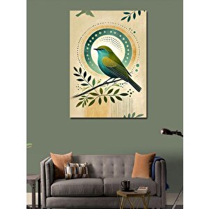 Kanvas Tablo Yeşil Kuş Deseni 100x140 cm