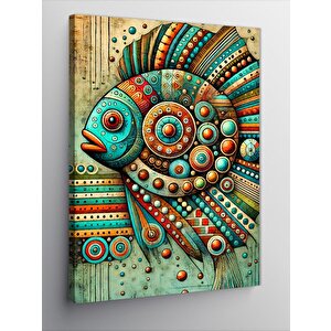 Kanvas Tablo Renkli Balık Ve Soyut Detaylar 100x140 cm