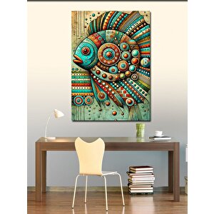 Kanvas Tablo Renkli Balık Ve Soyut Detaylar 100x140 cm