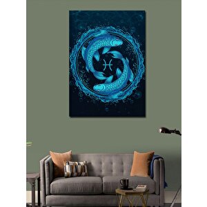 Kanvas Tablo Balık Ve Pisces Burç Sembolü 70x100 cm