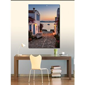 Kanvas Tablo Beyaz Evler Ve Gün Batımı 100x140 cm