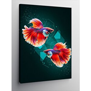 Kanvas Tablo Betta Balıkları Ve Zarif Hareket 100x140 cm