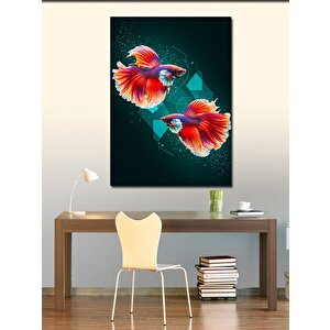 Kanvas Tablo Betta Balıkları Ve Zarif Hareket 100x140 cm