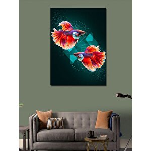 Kanvas Tablo Betta Balıkları Ve Zarif Hareket 100x140 cm