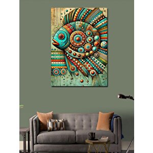 Kanvas Tablo Renkli Balık Ve Soyut Detaylar 70x100 cm