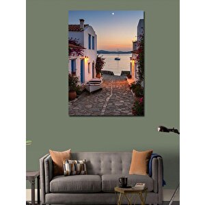 Kanvas Tablo Beyaz Evler Ve Gün Batımı 70x100 cm