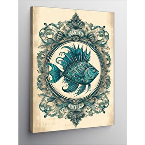 Kanvas Tablo Balık Ve Dekoratif Çerçeve 70x100 cm