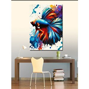 Kanvas Tablo Renkli Savaşçı Balık 100x140 cm