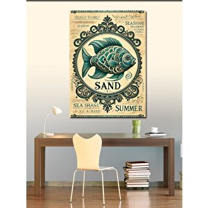 Kanvas Tablo Deniz Balık Ve Kum Posteri 70x100 cm