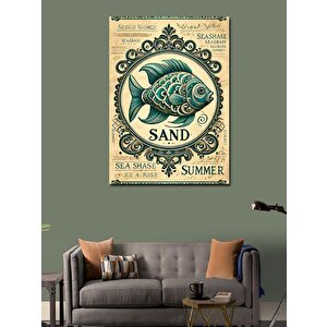 Kanvas Tablo Deniz Balık Ve Kum Posteri 70x100 cm