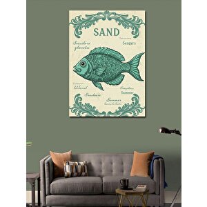 Kanvas Tablo Eski Deniz Haritası Ve Balık 50x70 cm