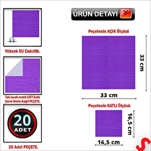Mor Peçete - 33cm X 33cm - 20 Adet